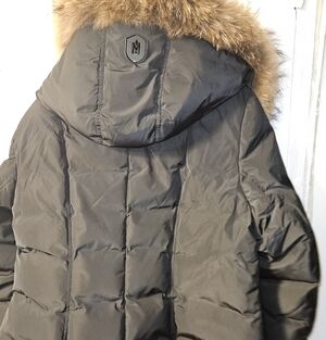 Mackage Black Puffer Coat with Brown Fur Hood
